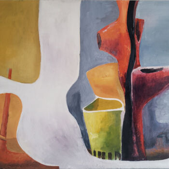 Painting titled "CITY" by Anton Kiselev, Original Artwork, Oil