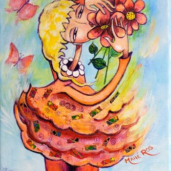 Peinture intitulée "Petites fleurs" par Mahé Ros, Œuvre d'art originale, Acrylique Monté sur Châssis en bois