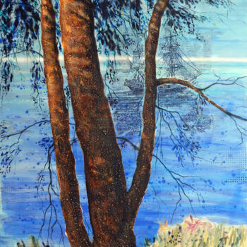 Painting titled "BLUE" by Rudi Cotroneo, Original Artwork, Oil