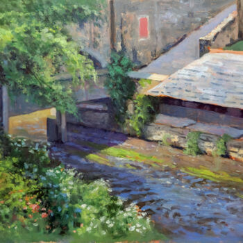 Peinture intitulée "Lavoirs de la Garen…" par Pascal Giroud, Œuvre d'art originale, Huile Monté sur Panneau de bois
