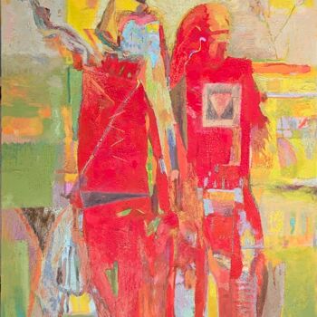 Painting titled "Huile sur tempéra" by Frédéric Vauge, Original Artwork, Oil Mounted on artwork_cat.
