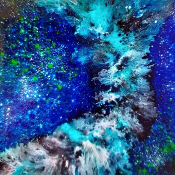 Drawing titled "Voie lactée" by Iakim, Original Artwork, Acrylic Mounted on Wood Stretcher frame