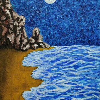 绘画 标题为“Playa a la luz de l…” 由Carol Sousa Cuello, 原创艺术品, 丙烯 安装在其他刚性面板上