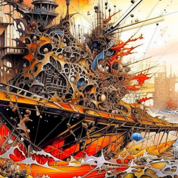 Digital Arts titled "steampunk-inspired…" by Si Levin, Original Artwork, AI generated image Mounted on artwork_cat.