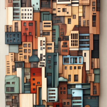 Arts numériques intitulée "Urban Layers: A Den…" par Alberto Capitani, Œuvre d'art originale, Image générée par l'IA