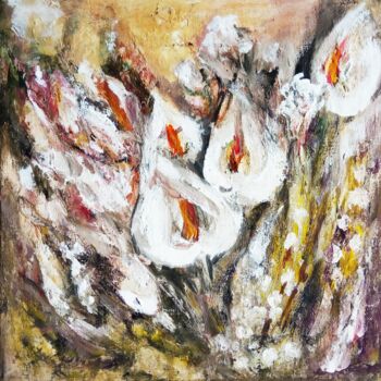 Pintura intitulada "Fairies in White Ca…" por Selena Sashina, Obras de arte originais, Acrílico Montado em Armação em madeira