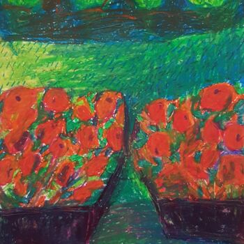 Pintura titulada "PANIERS DE POMMES" por Mchartrie, Obra de arte original, Pastel