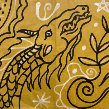 Schilderij getiteld "Drago" door Federico Womb, Origineel Kunstwerk, Inkt