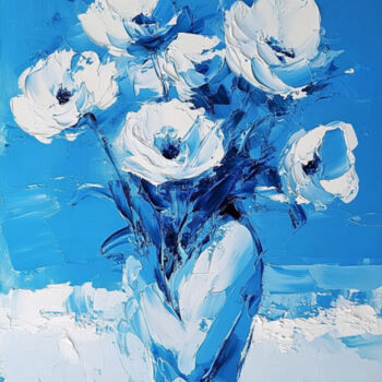 Digital Arts titled "Blue Flowers" by Elena Avanesova, Original Artwork, Digital Painting