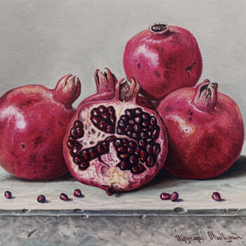 「Pomegranate Treasure」というタイトルの絵画 Stepan Ohanyanによって, オリジナルのアートワーク, オイル ウッドストレッチャーフレームにマウント