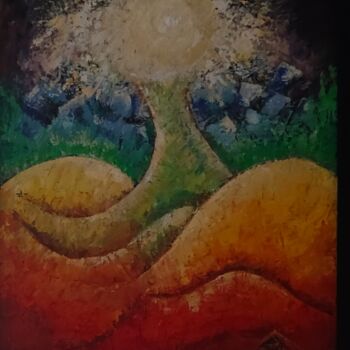 Painting titled "Wisdom Tree 1" by Suddha Sama, Original Artwork, Acrylic Mounted on Wood Stretcher frame