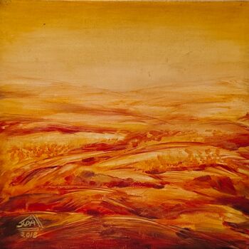 Painting titled "Golden sky" by Suddha Sama, Original Artwork, Acrylic Mounted on Wood Stretcher frame