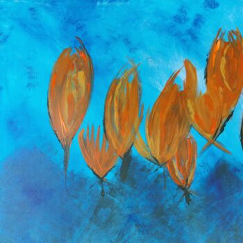 Peinture intitulée "Tulipe orange" par Christelle Moreau, Œuvre d'art originale, Acrylique Monté sur Châssis en bois