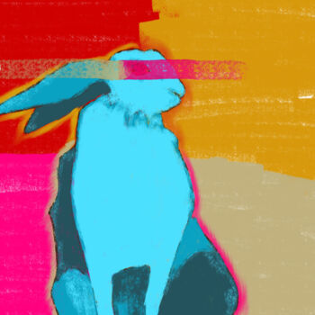 제목이 "Blue Rabbit"인 디지털 아트 Creative Hand Design Szilvia Horváth로, 원작, 디지털 페인팅
