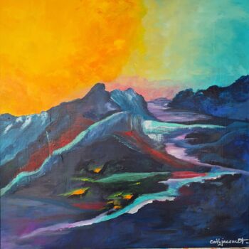 Malerei mit dem Titel "L'Ile Mystérieuse" von Catherine Jacomet, Original-Kunstwerk, Acryl Auf Keilrahmen aus Holz montiert