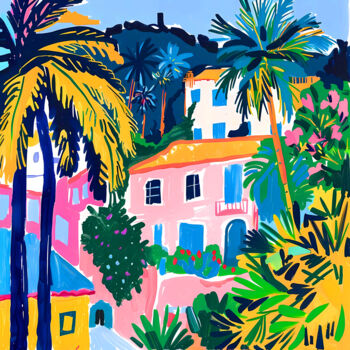 Arte digitale intitolato "Sunny day in Los An…" da Bast, Opera d'arte originale, Pittura digitale Montato su Telaio per bare…
