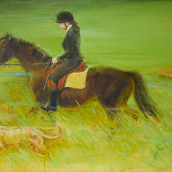 Pintura intitulada "Horse Girl" por Alexander Levich, Obras de arte originais, Óleo