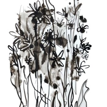 Peinture intitulée "Floral 4" par Elena Afanaseva, Œuvre d'art originale, Encre