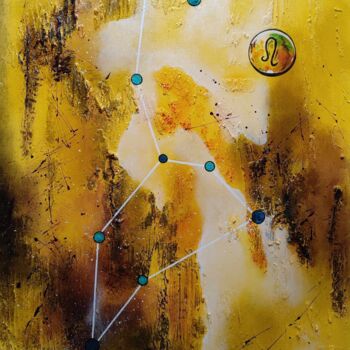 Painting titled "Leo 1" by Julien Abstrait, Original Artwork, Acrylic Mounted on Wood Stretcher frame