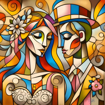 Digitale Kunst getiteld "Жених и Невеста" door Sergei Tiurenkov, Origineel Kunstwerk, Digitaal Schilderwerk