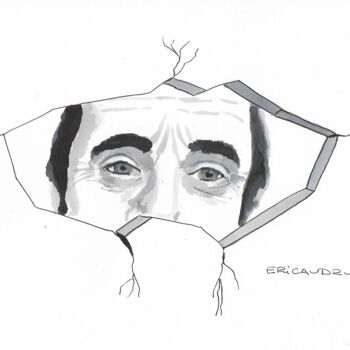 图画 标题为“Que regarde Charles…” 由Eric Audry, 原创艺术品, 墨 安装在纸板上