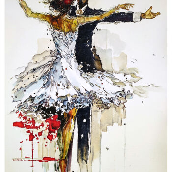 Disegno intitolato "Born to Dance on th…" da Alexander Aksyonov, Opera d'arte originale, Acquarello