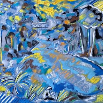 Zeichnungen mit dem Titel "Montauban jardin de…" von Philippe Guénot, Original-Kunstwerk, Pastell