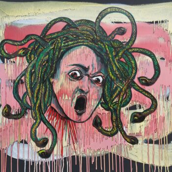 Painting titled "Méduse coulures" by Baptiste Laurent, Original Artwork, Acrylic