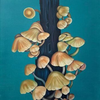 Peinture intitulée "Mushrooms I" par Vinko Hlebs, Œuvre d'art originale, Huile Monté sur Châssis en bois