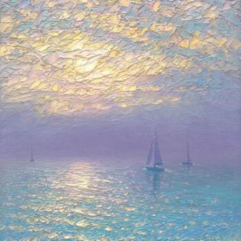 Schilderij getiteld "Seascape 41" door Dmitry Oleyn, Origineel Kunstwerk, Olie Gemonteerd op Frame voor houten brancard