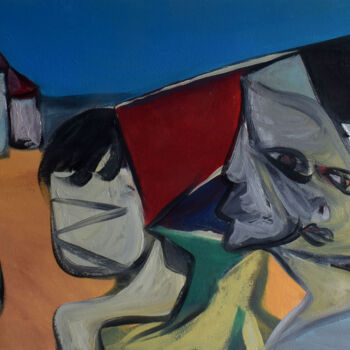 Schilderij getiteld "Mask 2023" door Roman Lasa, Origineel Kunstwerk, Olie