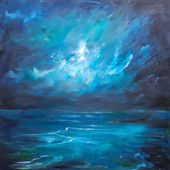 Malerei mit dem Titel "Azure Tempest" von Sophia Kühn, Original-Kunstwerk, Acryl Auf Keilrahmen aus Holz montiert