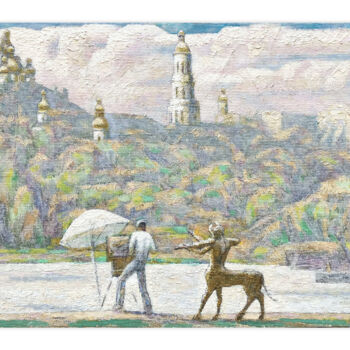 Malarstwo zatytułowany „Landscape with a ce…” autorstwa Alexander Turansky, Oryginalna praca, Olej