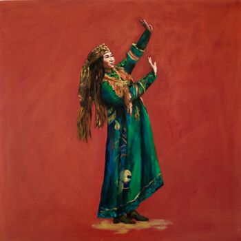 Peinture intitulée "Khakassischer Tanz" par Dinara Daniel, Œuvre d'art originale, Acrylique