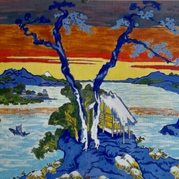Peinture intitulée "Paysage japonais" par Sebastien Audo, Œuvre d'art originale, Acrylique