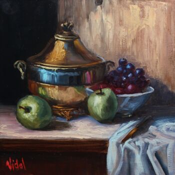 Painting titled "Vintage Reflections" by Christopher Vidal, Original Artwork, Oil Mounted on Aluminium