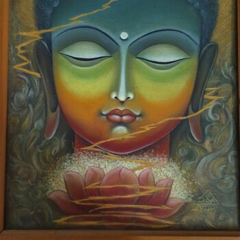 Painting titled "Rainbow Buddha" by Suddha Sama, Original Artwork, Oil
