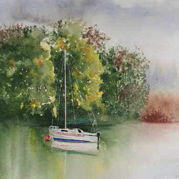 Peinture intitulée "Evasion marine" par Patricia Martinez-Quirce, Œuvre d'art originale, Aquarelle Monté sur Autre panneau r…