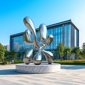 Sculpture titled "Joy in life#6（Large…" by Daniel Kei Wo, Original Artwork, Stainless Steel