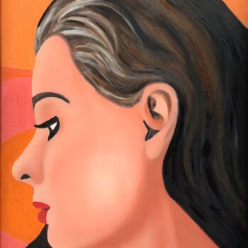 Painting titled "Autoportrait artren…" by Estelle Renard, Original Artwork, Oil Mounted on Wood Stretcher frame