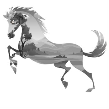 数字艺术 标题为“A rearing horse sil…” 由Shamim Shaikh, 原创艺术品, 2D数字工作