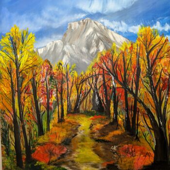 Painting titled ""Fall Trail" using…" by Elena Danner, Original Artwork, Oil