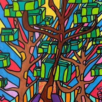 Σχέδιο με τίτλο "Tree and nothing" από Christophe Verger-Lecocq, Αυθεντικά έργα τέχνης, Μαρκαδόρος