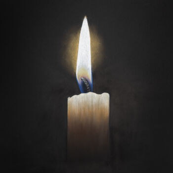 Schilderij getiteld "FL’ÂME" door Martine Specht, Origineel Kunstwerk, Pastel Gemonteerd op Frame voor houten brancard