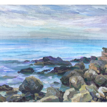 Painting titled "On the shore" by Vladimir Chervatiuk, Original Artwork, Watercolor