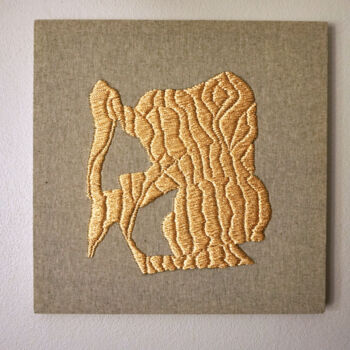 제목이 "Golden fibers on li…"인 섬유 예술 Vik Shpetna로, 원작, 자수