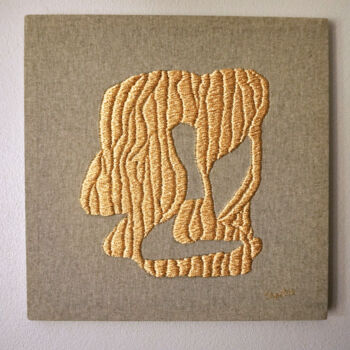 제목이 "Golden fibers on li…"인 섬유 예술 Vik Shpetna로, 원작, 자수
