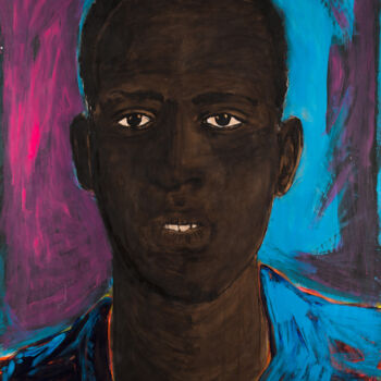 Painting titled "Modou" by Baptiste Laurent, Original Artwork, Acrylic