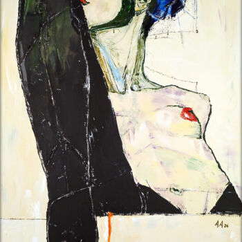 Painting titled "Behind the Mask" by Alexander Aksyonov, Original Artwork, Acrylic Mounted on Wood Stretcher frame