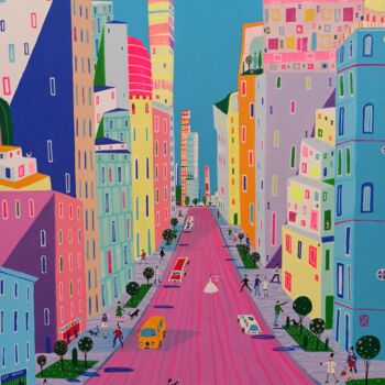 Peinture intitulée "Bustling On Bourbon…" par Katrina Avotina, Œuvre d'art originale, Acrylique